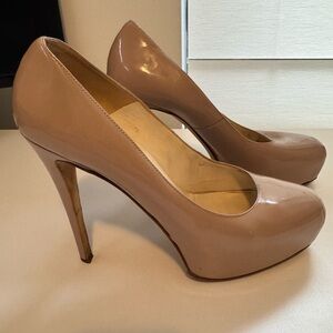Brian Atwood Patent Nude Platform Pumps